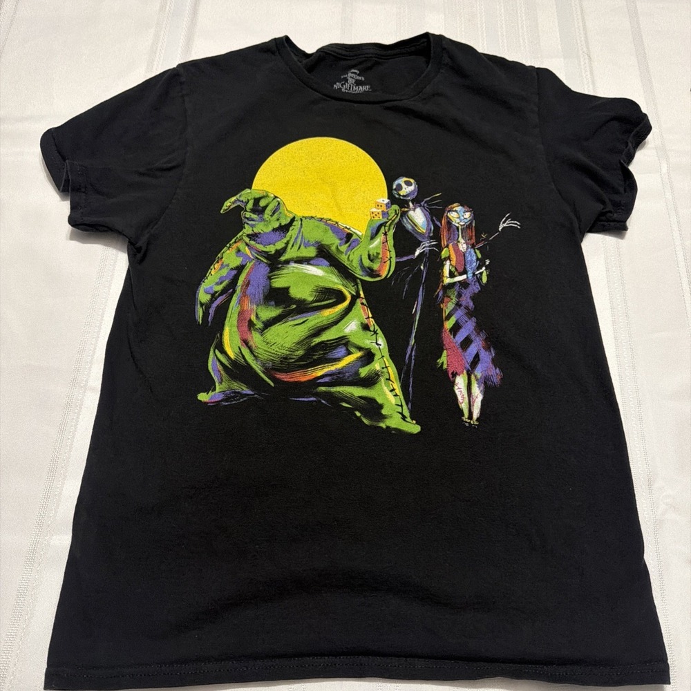 Disney Nightmare Before Christmas Oogie Boogie Jack Sally Black T-Shirt Small